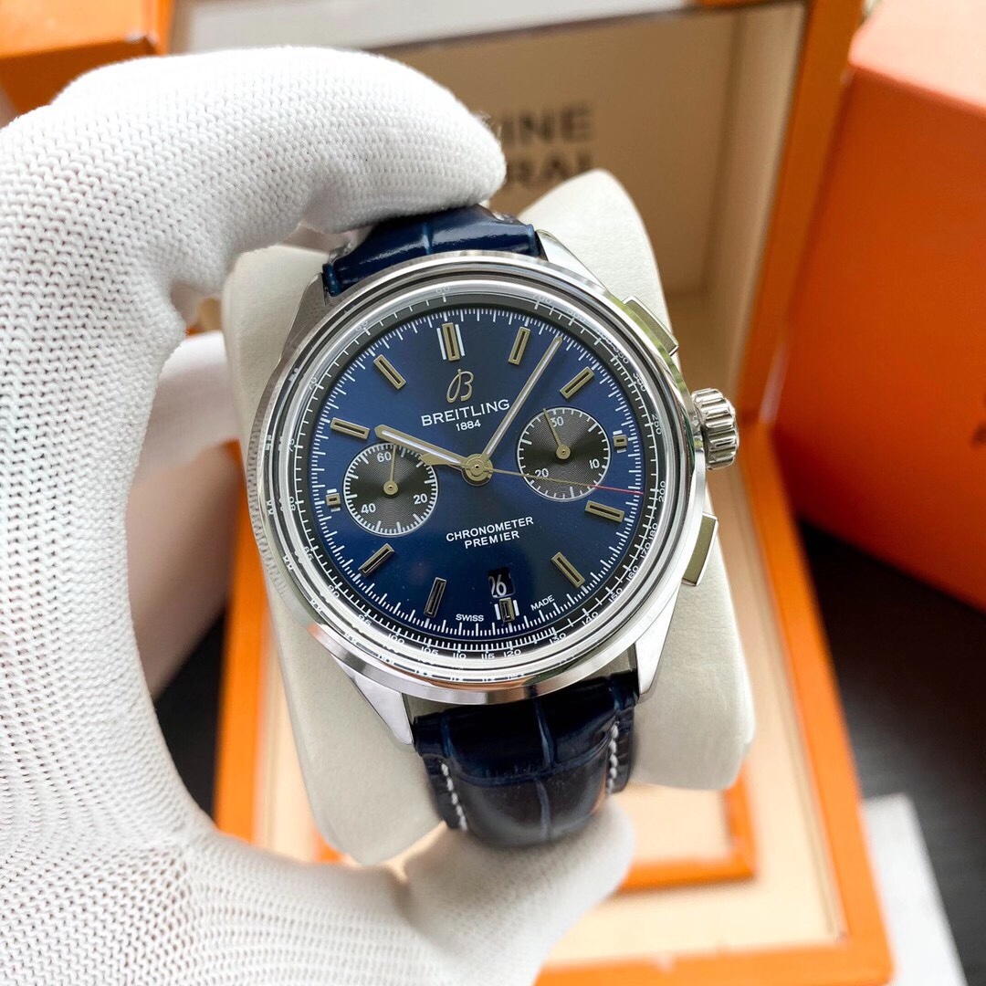 Breitling-Premier B01 Chronograph screw-in steel, transparent sapphire