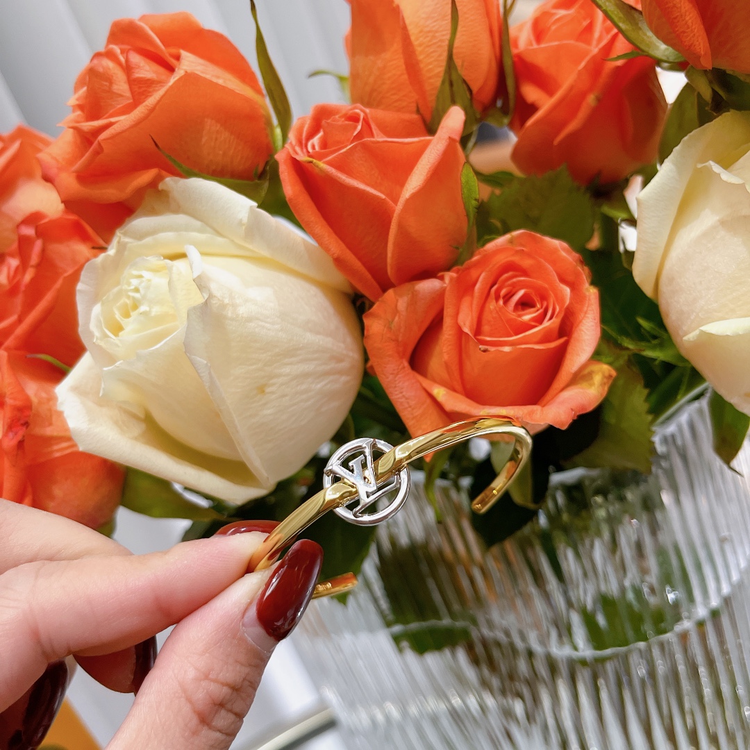 Louis Vuitton gold and silver two-tone monogram bracelet