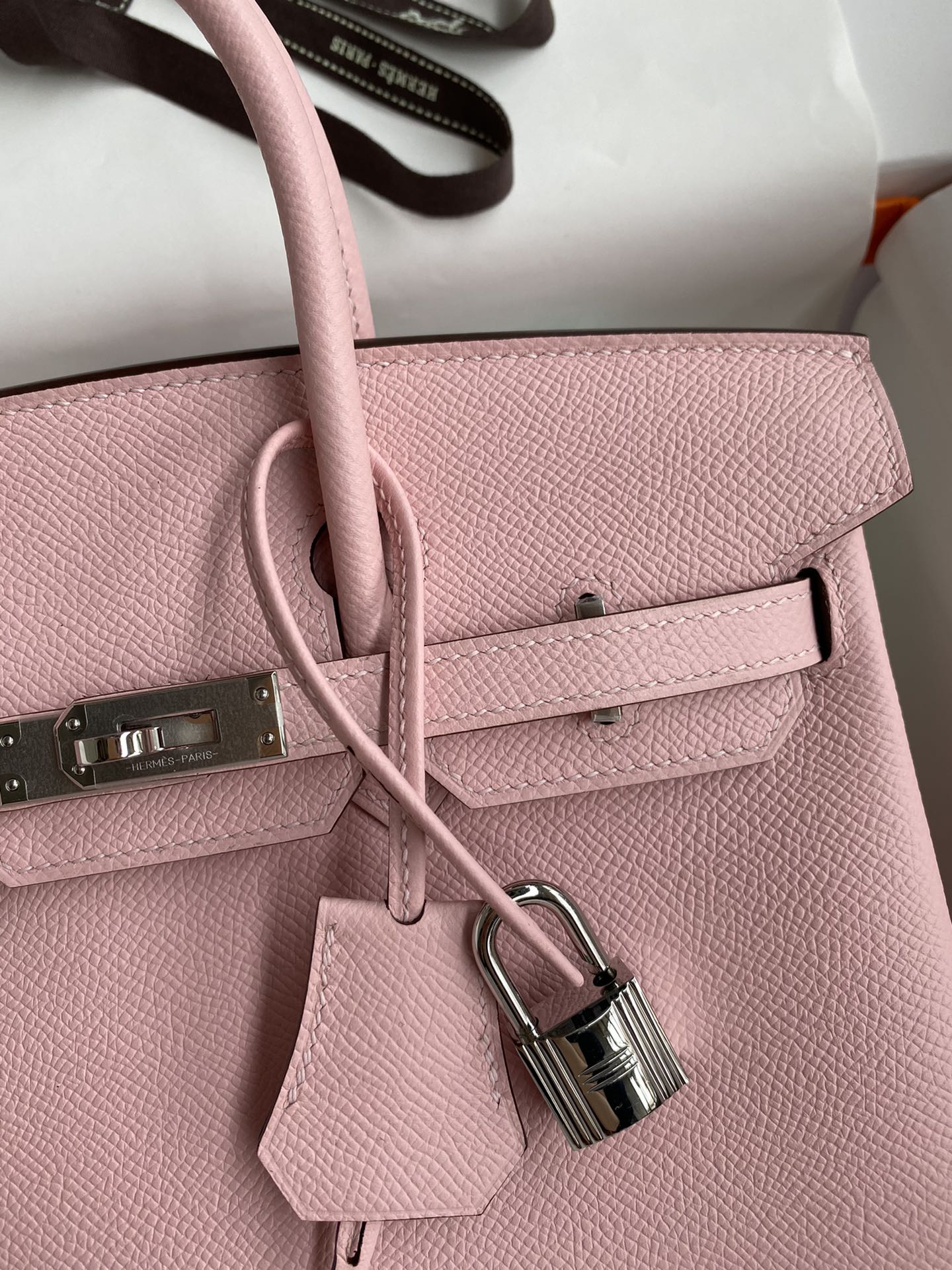 Birkin 25cm Epsom Leather 3Q Pink Silver Buckle