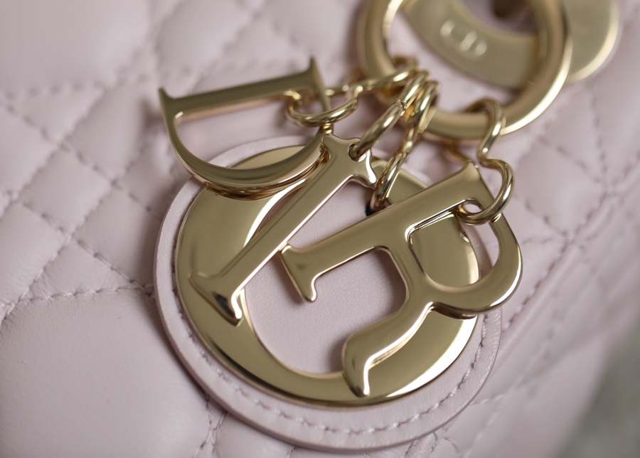 Lady pink vine checkered lacquered GR original sheepskin mini Three compartments