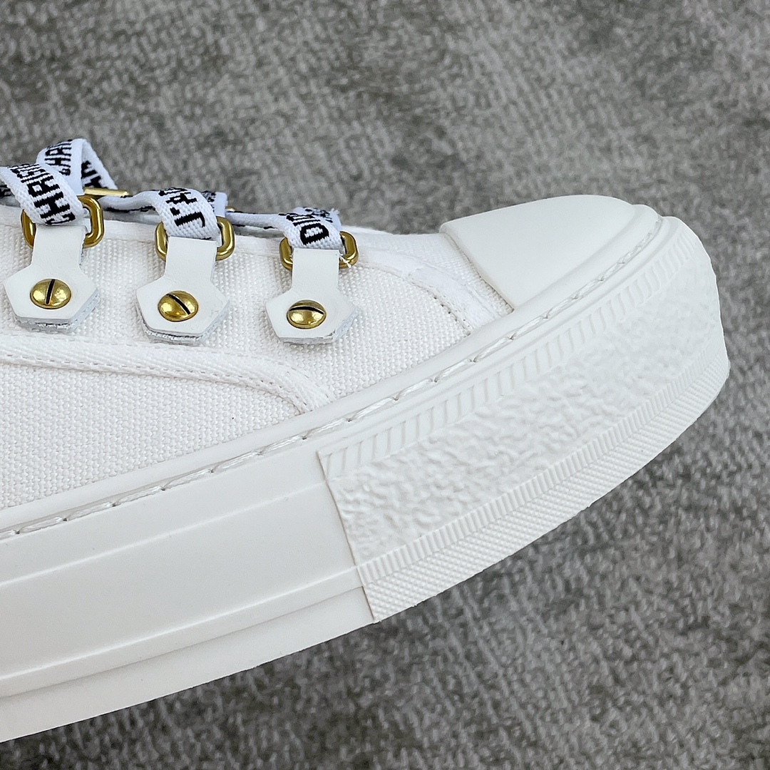 DIOR Canvas half slipper Water-dyed sheepskin lining TPU sole White canvas