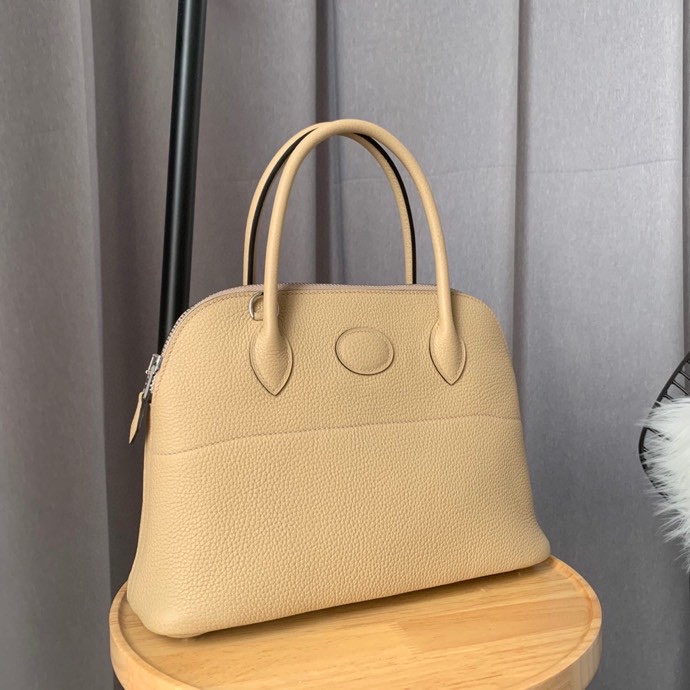 Bolide 27cm Imported calfskin Half hand waxed stitching Windbreaker Grey Silver buckle