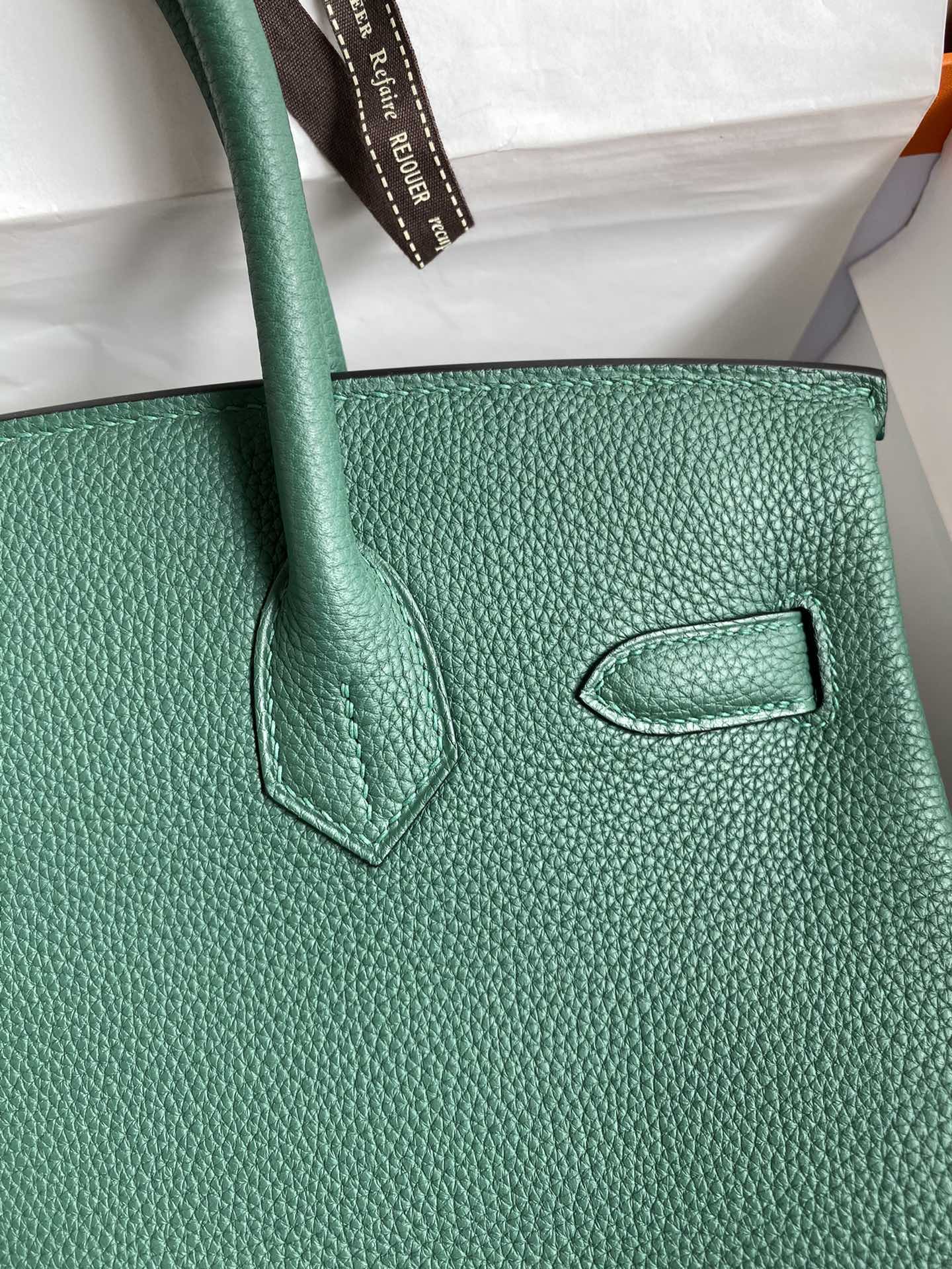 Birkin 25/30/35cm imported Togo leather peacock green gold buckle