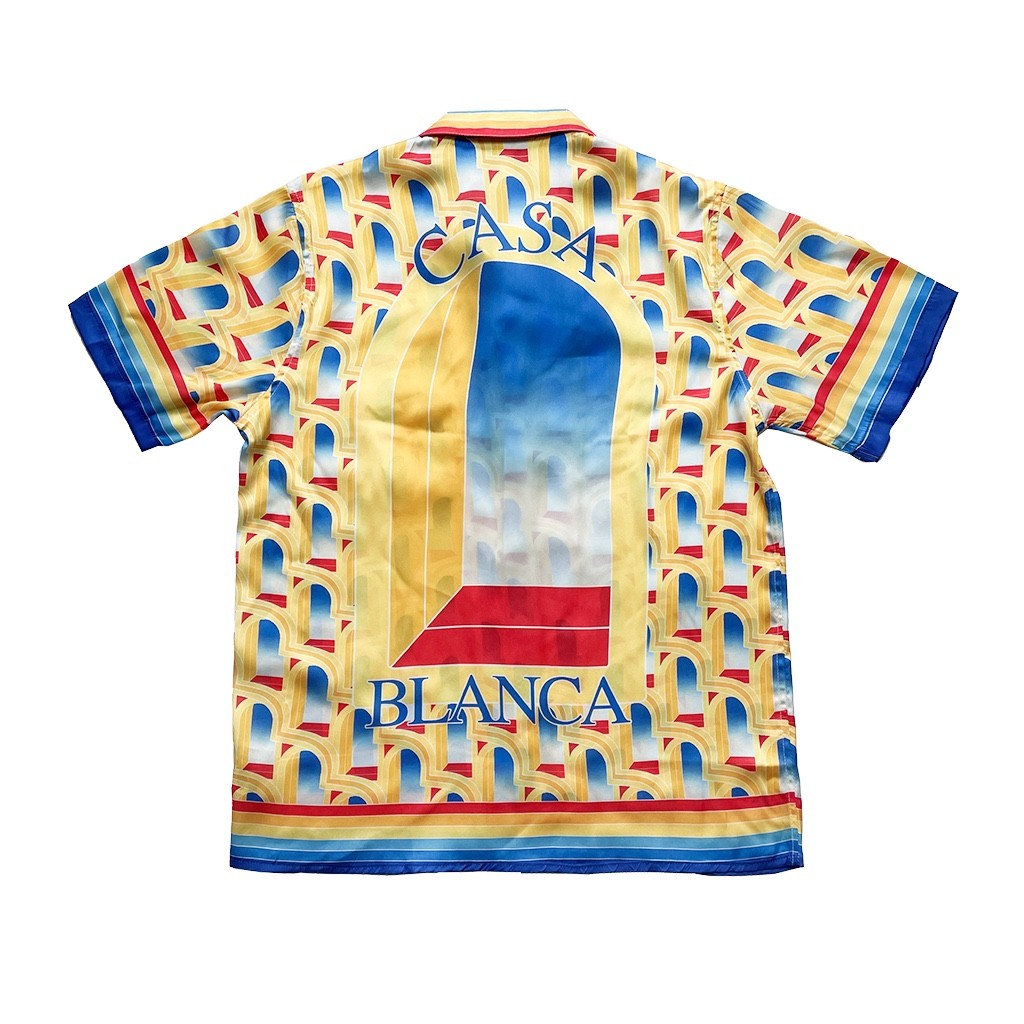 Casablanca Dream Gate, White twill silk short sleeve shirt