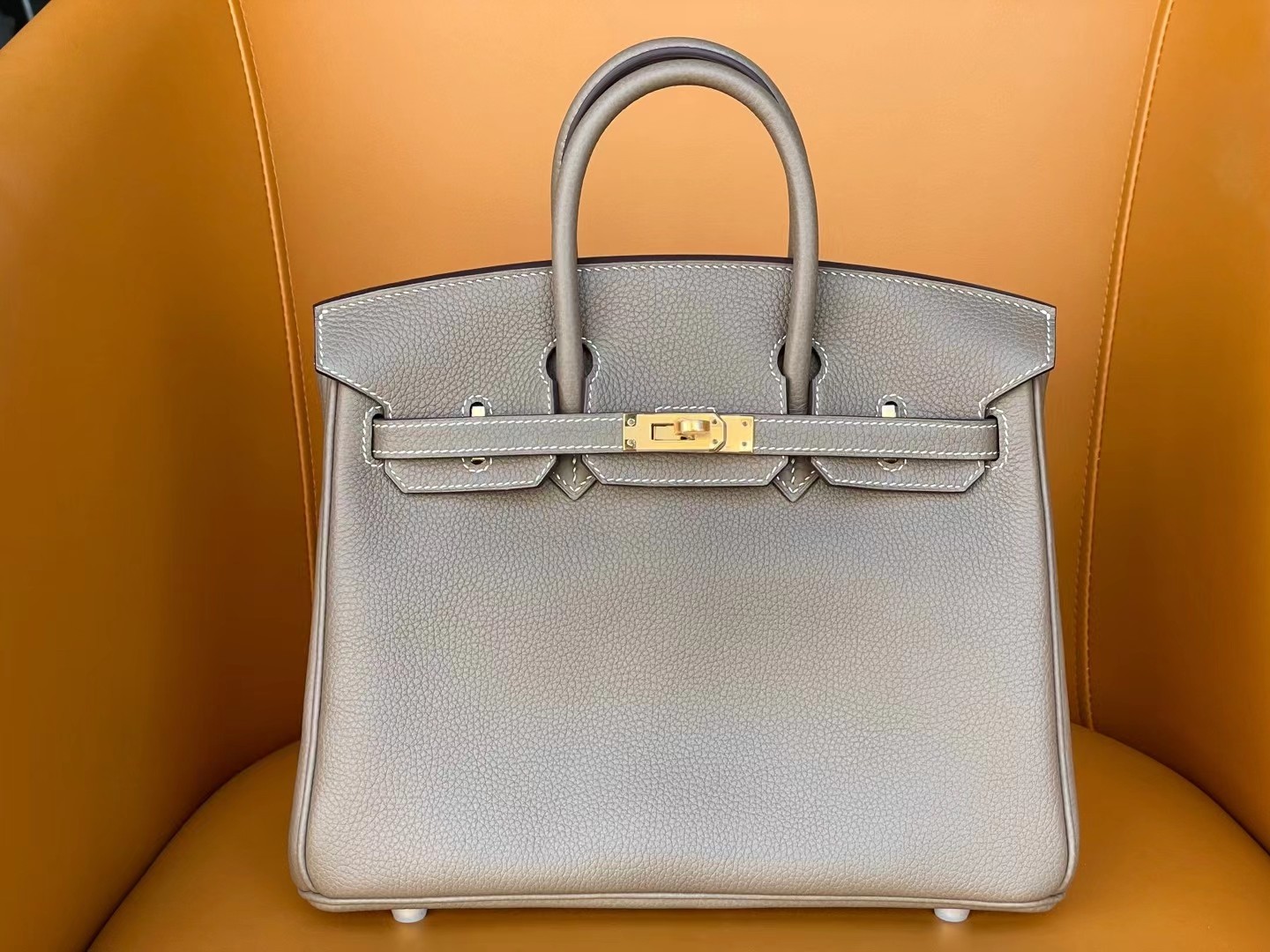 Birkin 25/30 Elephant Grey togo Gold Buckle
