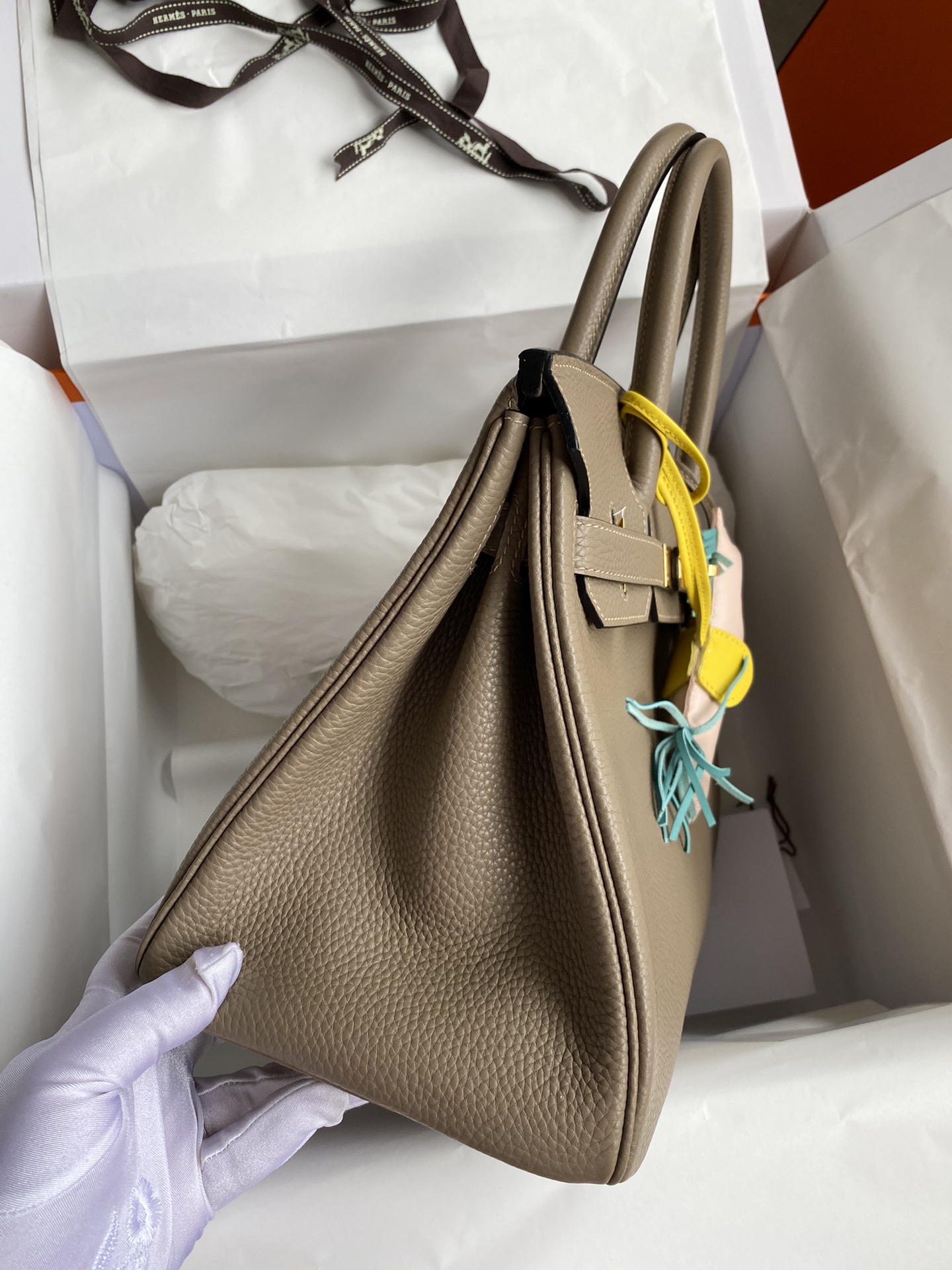 Birkin 25/30/35cm Imported Togo Leather Turtle Grey Gold Buckle