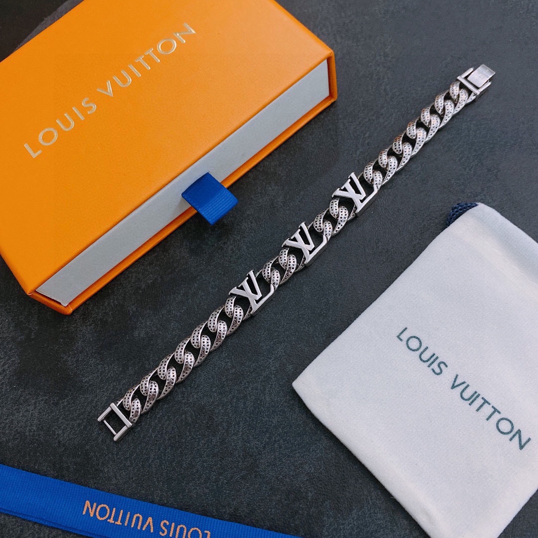 Louis Vuitton vintage silver bracelet couple's version 22cm20cm18cm changeable length