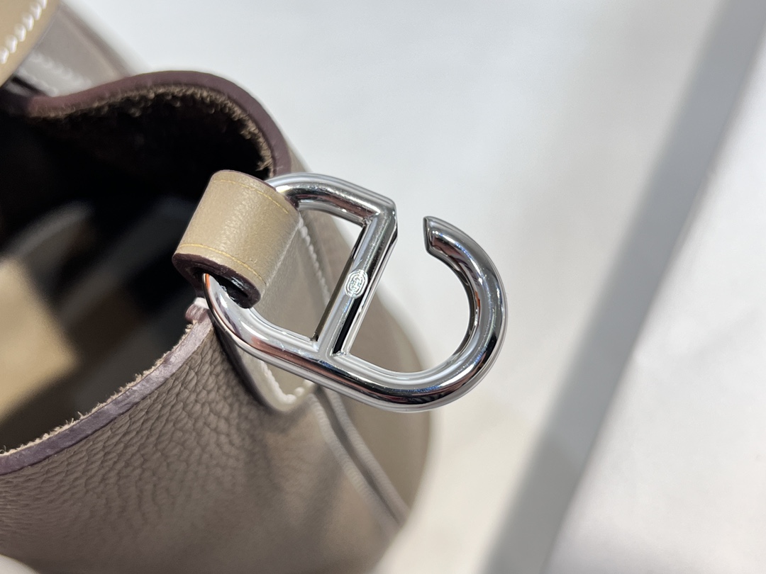 Pig's Nose Vegetable Basket Elephant Gray Silver Buckle In the loop-18cm Hand Sewn Wax Thread