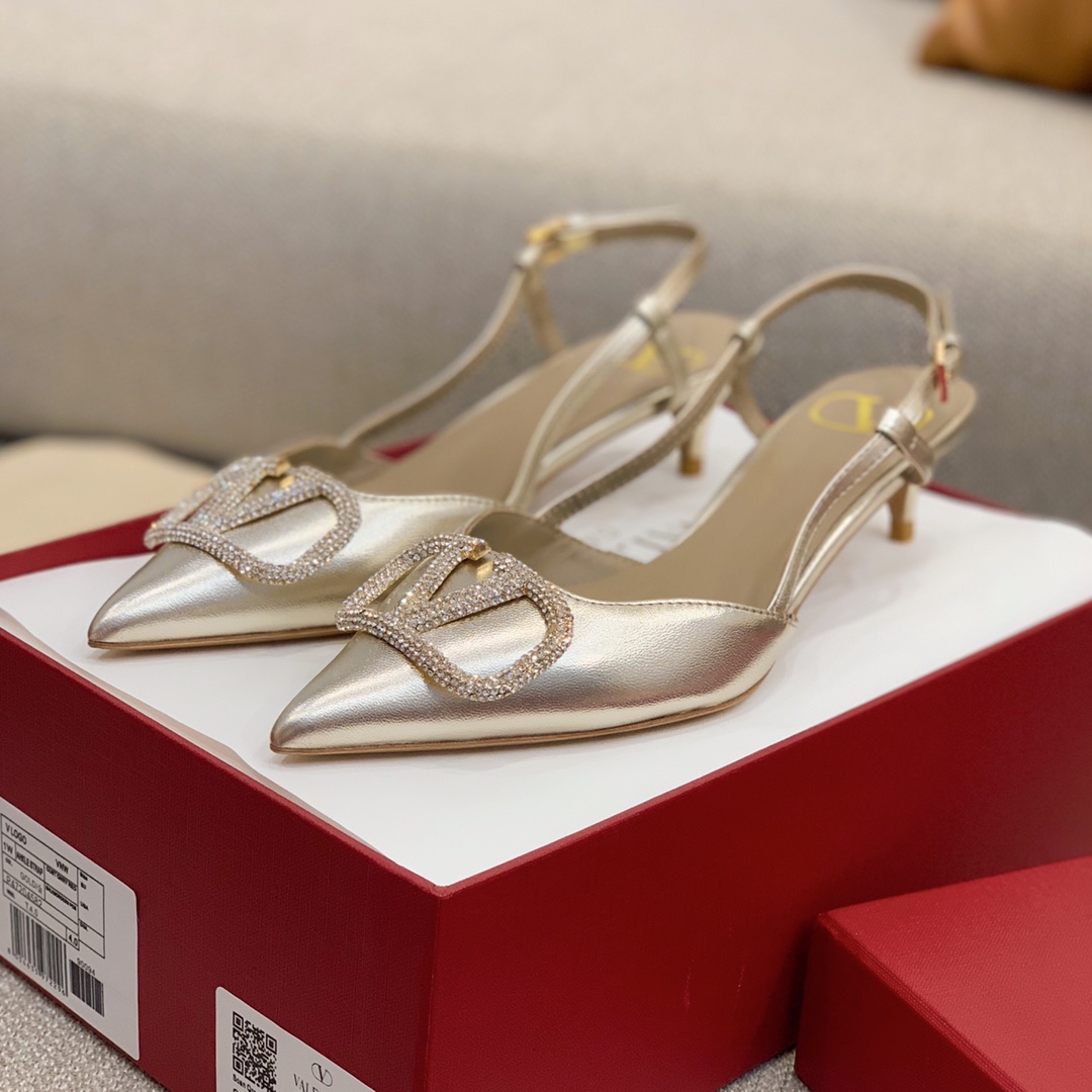 【Valentino】Valentino highest version of kitten heel sandals custom original top calfskin