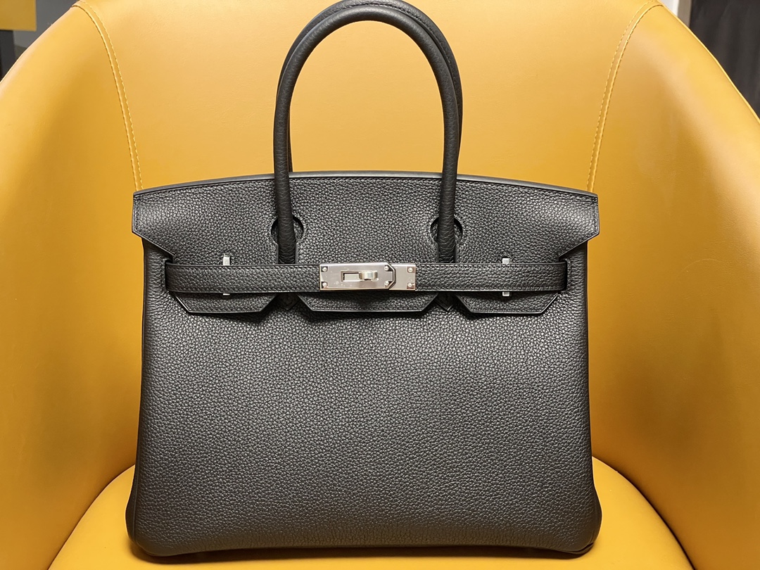 Birkin30 black togo leather silver buckle