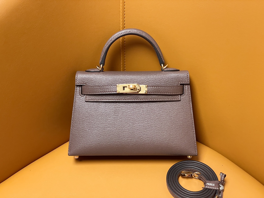 mini Kelly II chocolate goatskin