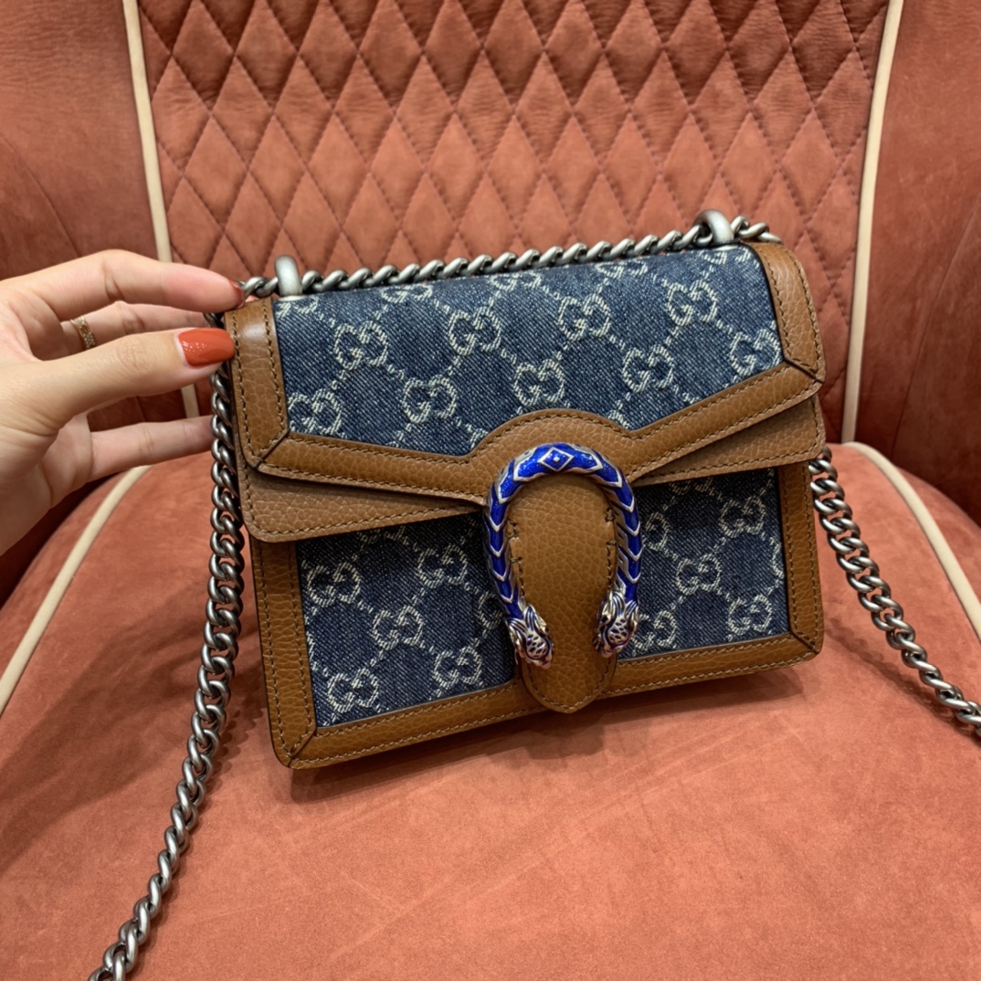 GUCCI 𝙂𝙐𝘾𝘾𝙄 𝘿𝙀𝙉𝙄𝙈 Denim Series Denim Dionysus Trumpet 20 # 421970