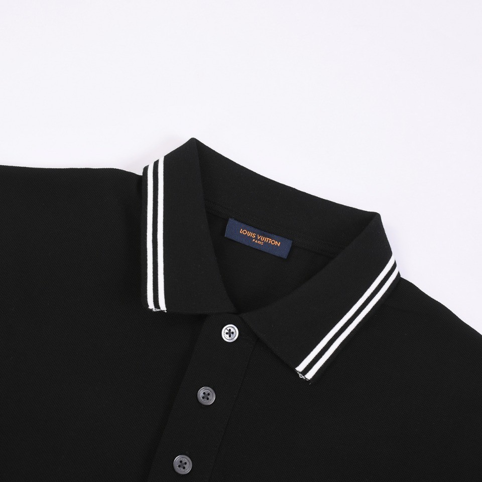 Louis Vuitton New three-flower LOGO embroidered polo shirt with lapel
