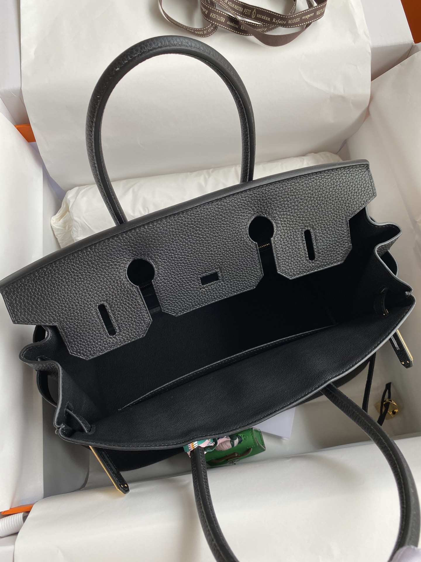 Birkin 25/30/35cm imported Togo leather black gold buckle