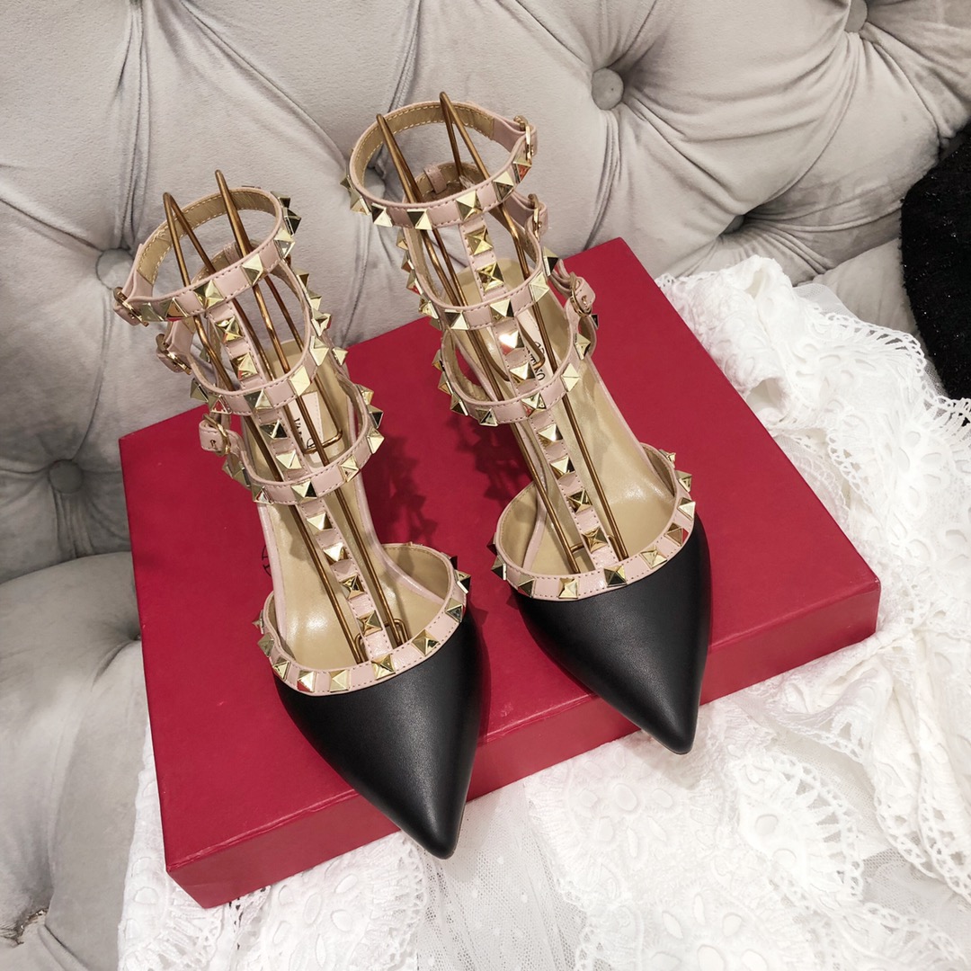 【Valentino】Valentino Valentino top version matte black 3 straps 6.5cm high heels