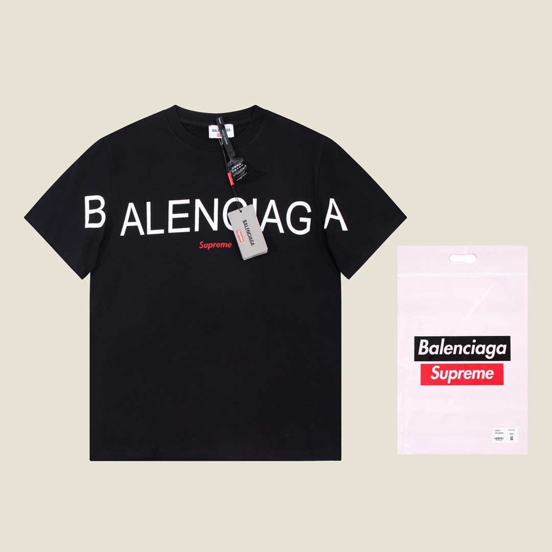 Balenciaga × Supreme 2023 Fall Spring/summer collection simple double LOGOT shirts