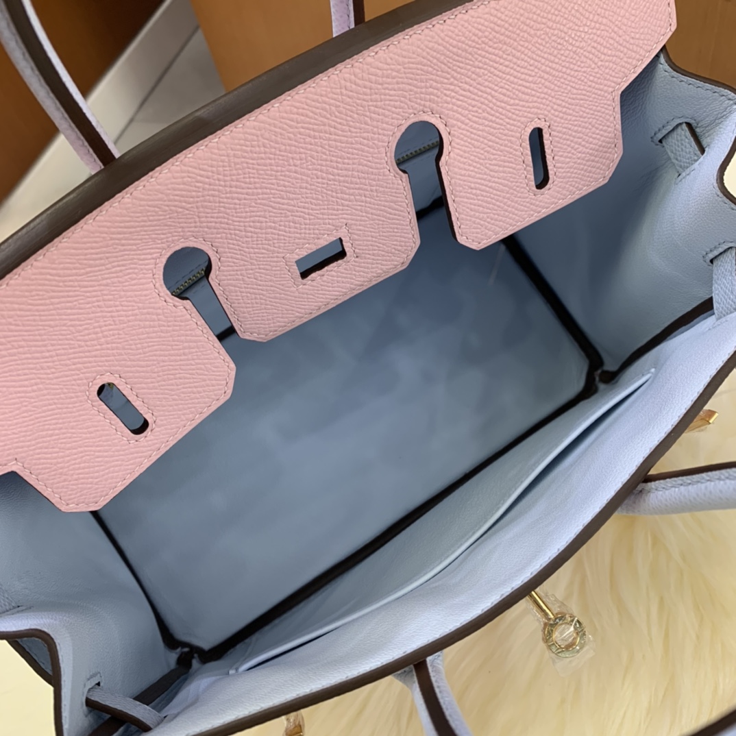 Birkin 25cm epsom leather 3Q powder ➕ haze blue gold buckle