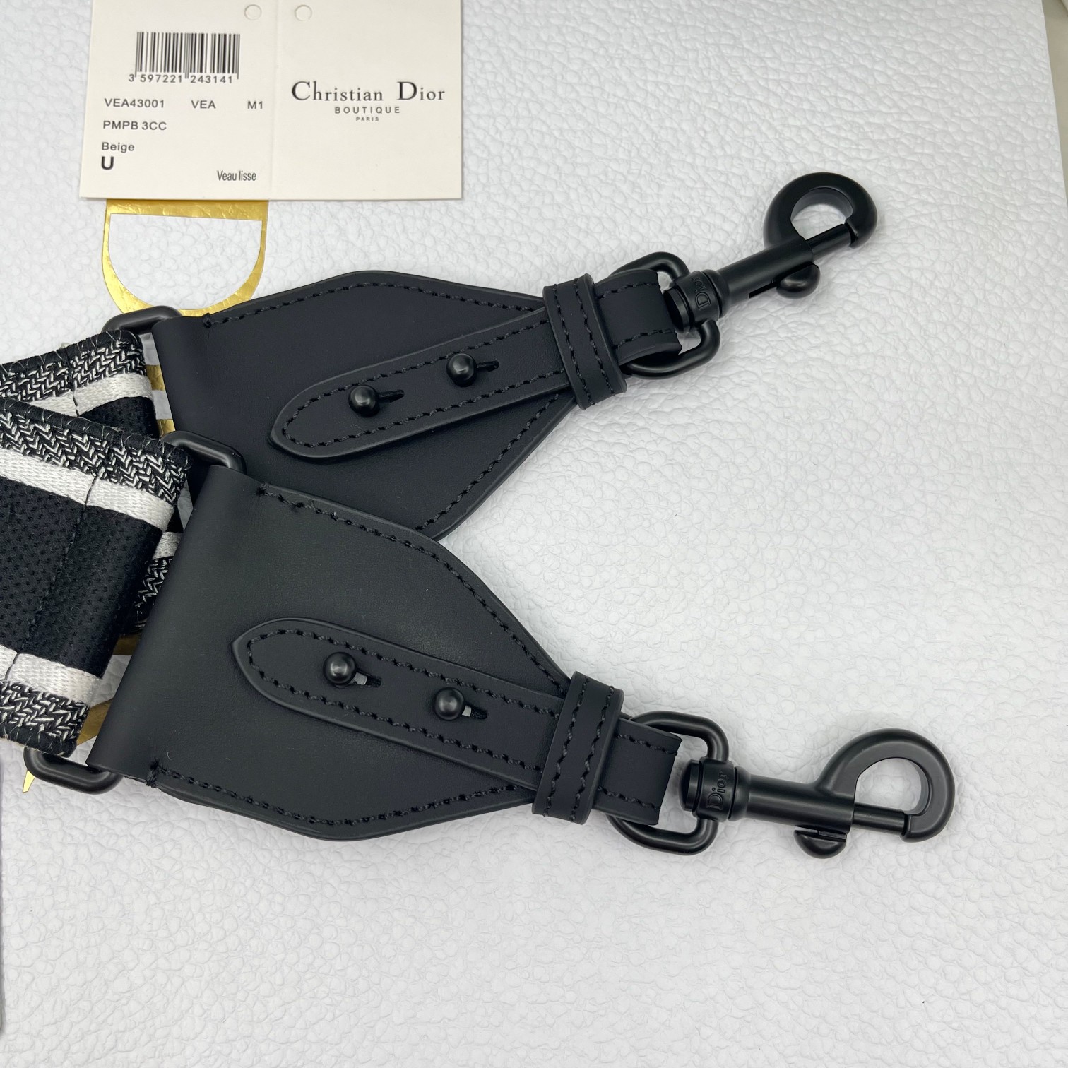 Dior Frosted Black Shoulder Strap