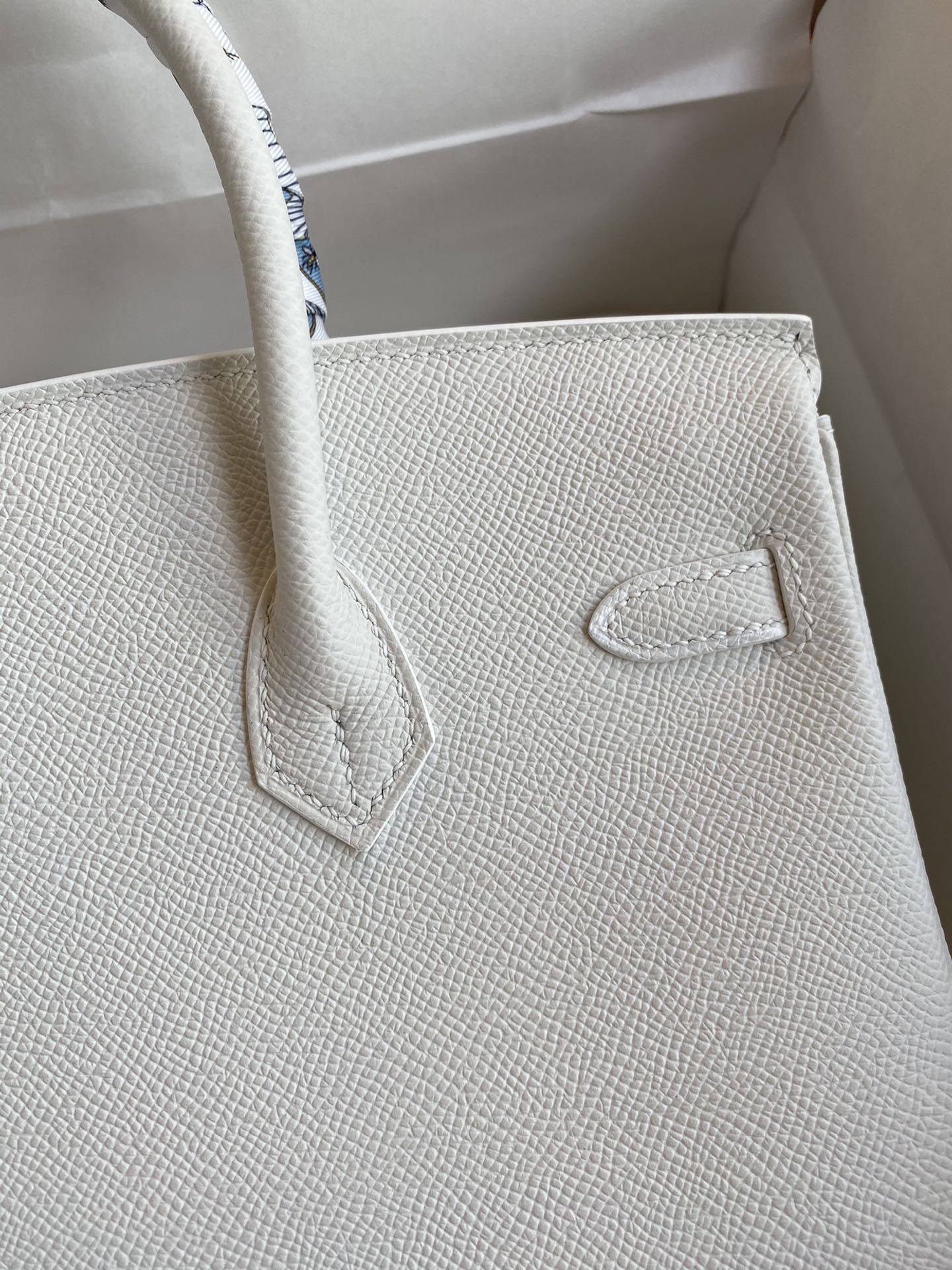 Birkin 25cm Epsom Leather Pure White Gold Buckle