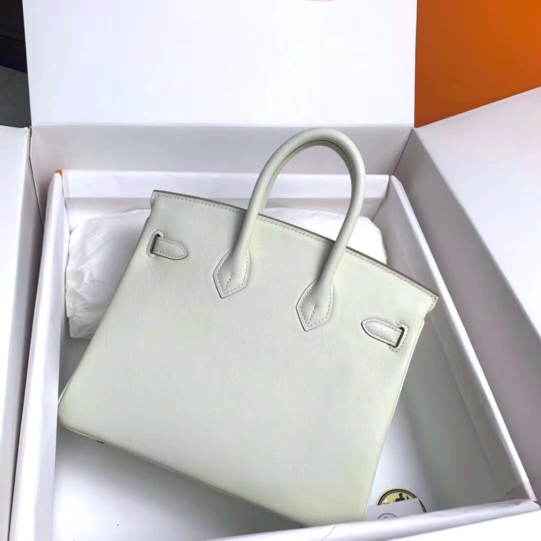 Birkin 25cm ck10 milkshake white gold buckle silver buckle original swift calfskin top craftsmanship beeswax thread handmade
