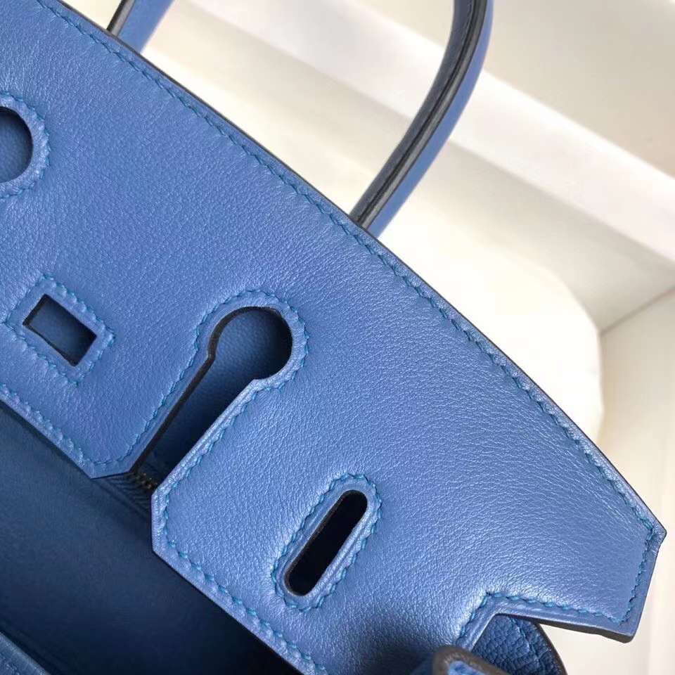 Birkin 25cm R2 onyx blue gold buckle silver buckle original swift calfskin top craftsmanship beeswax thread handmade