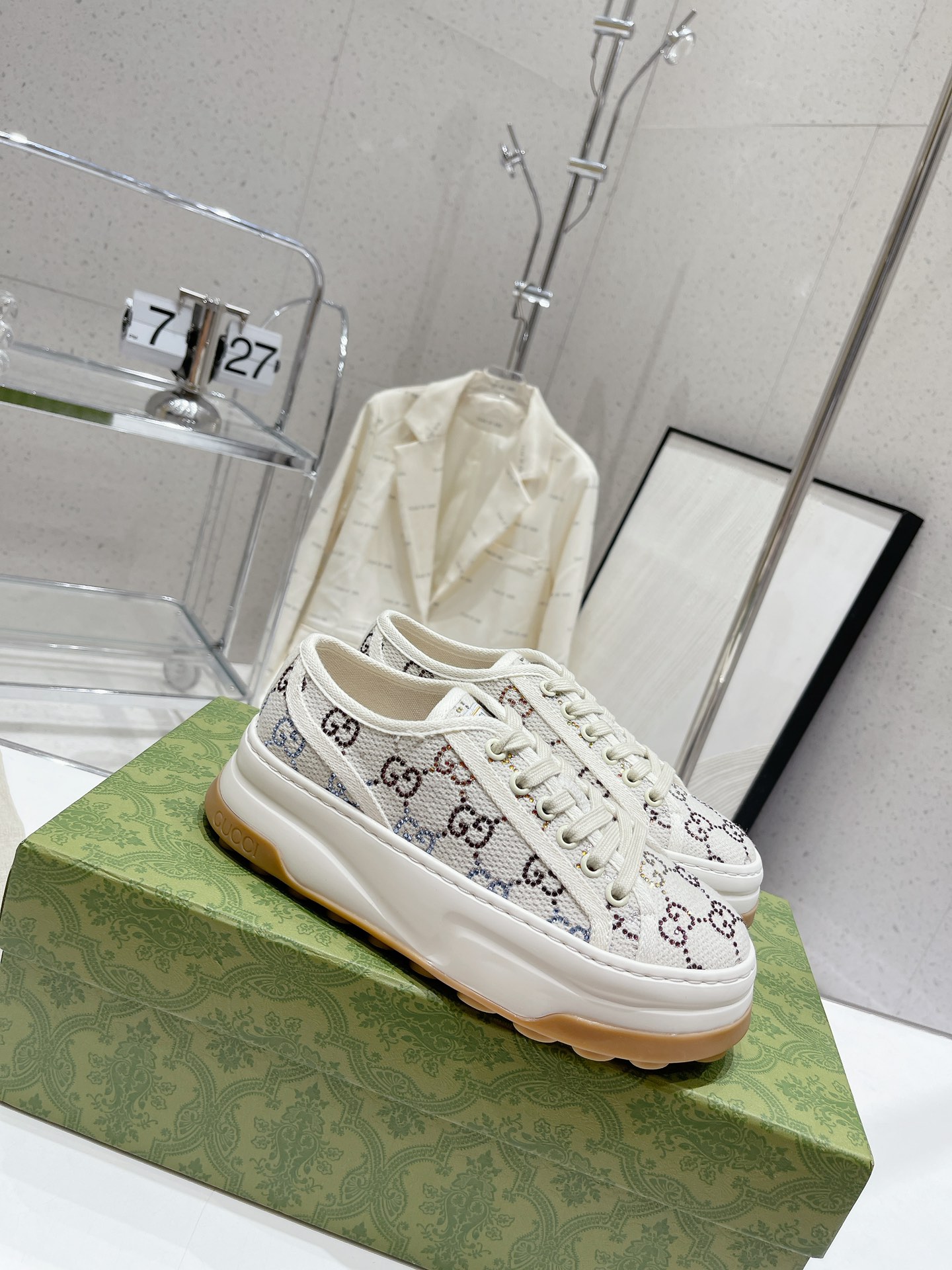 Gucci Explosive Presbyopia Canvas Casual Platform Shoes