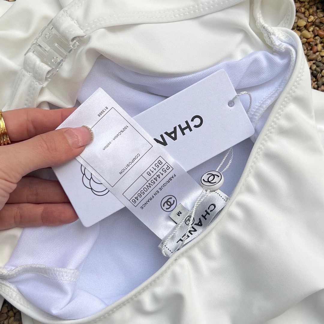 Chanel Ruffle Irregular One Piece Swimsuit Bikini