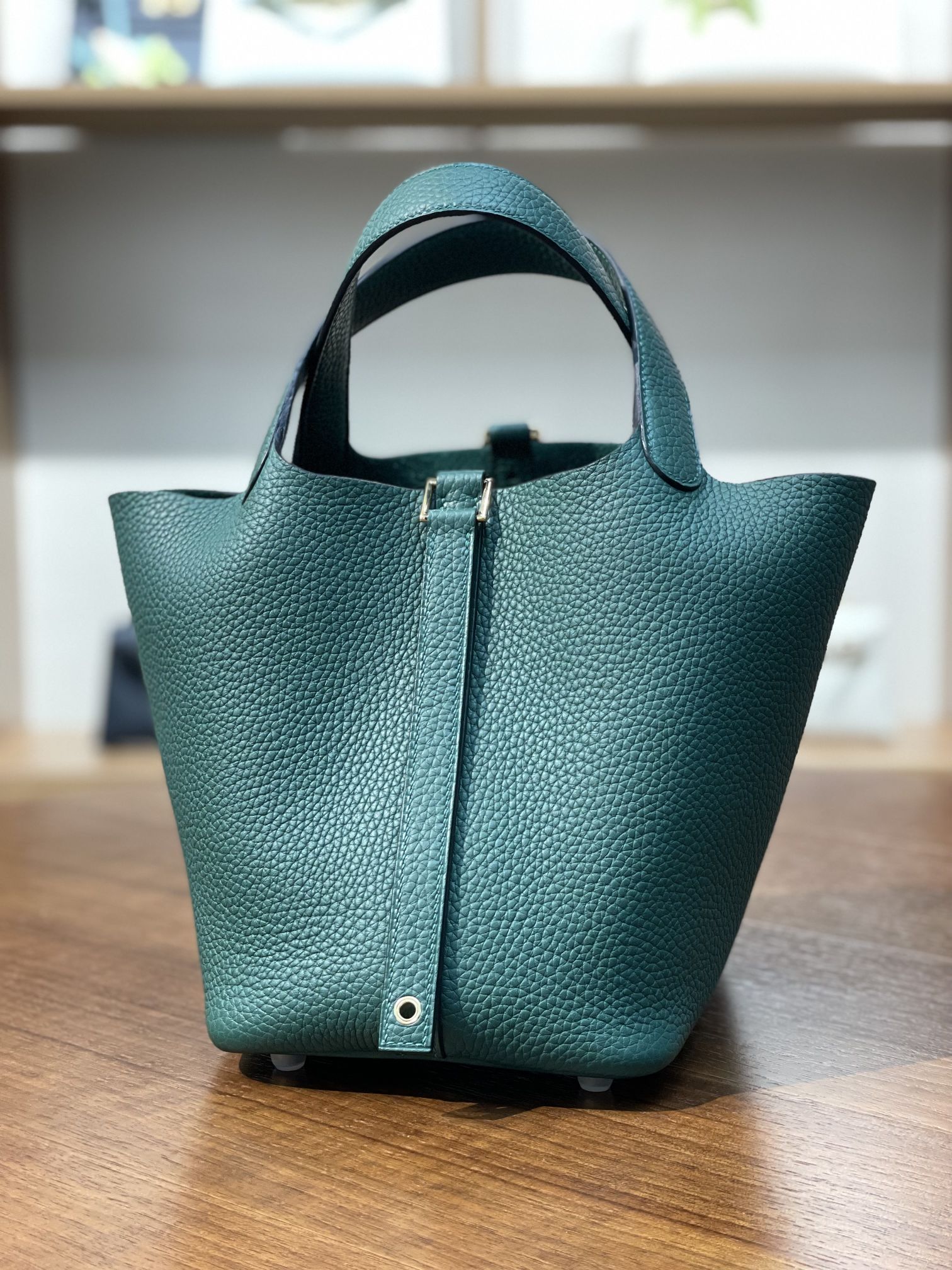 picotin18 dark green TC leather gold buckle