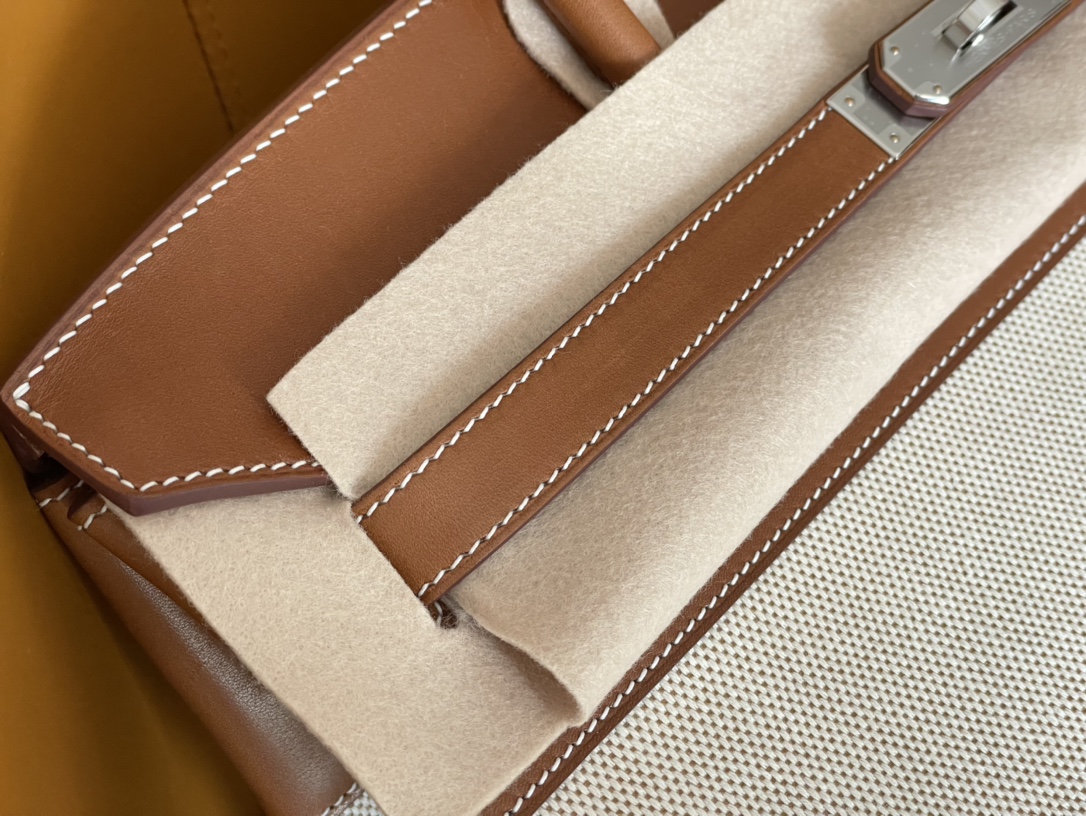 Bk35 saddle leather canvas silver buckle