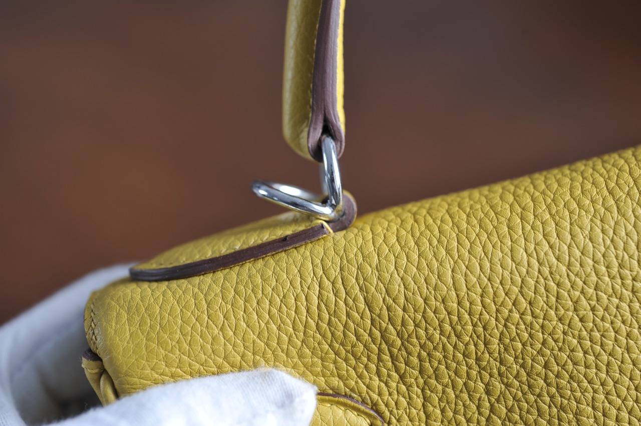 Kelly 28 Inseam Amber Yellow Silver Buckle TOGO Leather