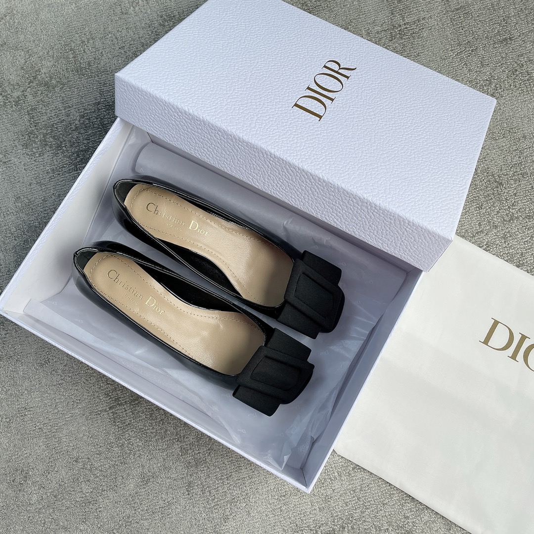 DIOR Ballet Heels Black Cloth Buckle 3.5cm