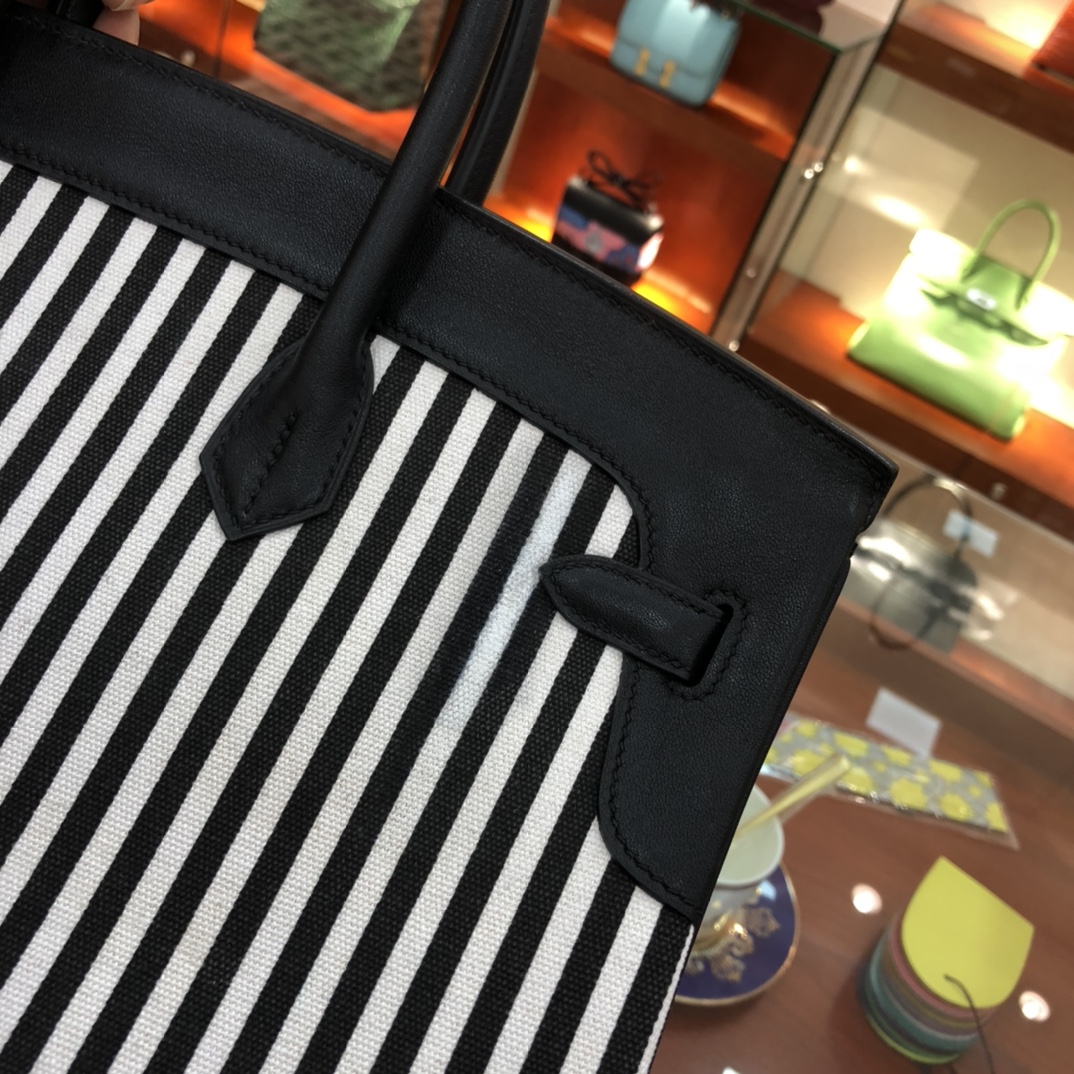 Birkin Riga 30cm swift leather spell imported canvas top handmade! Counter quality!