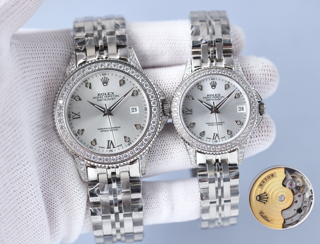 Rolex 316 top stainless steel material, stainless steel bezel set with multiple Swarovski diamonds