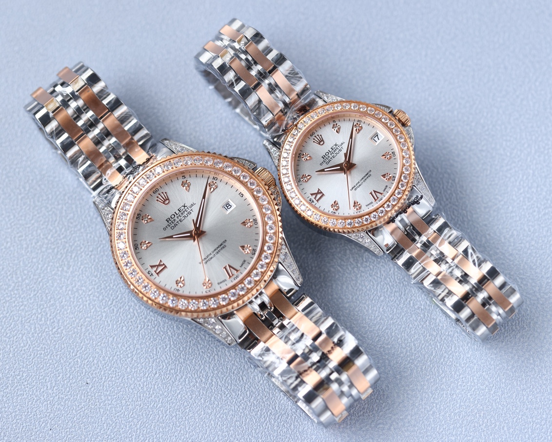 Rolex 316 top stainless steel material, stainless steel bezel set with multiple Swarovski diamonds