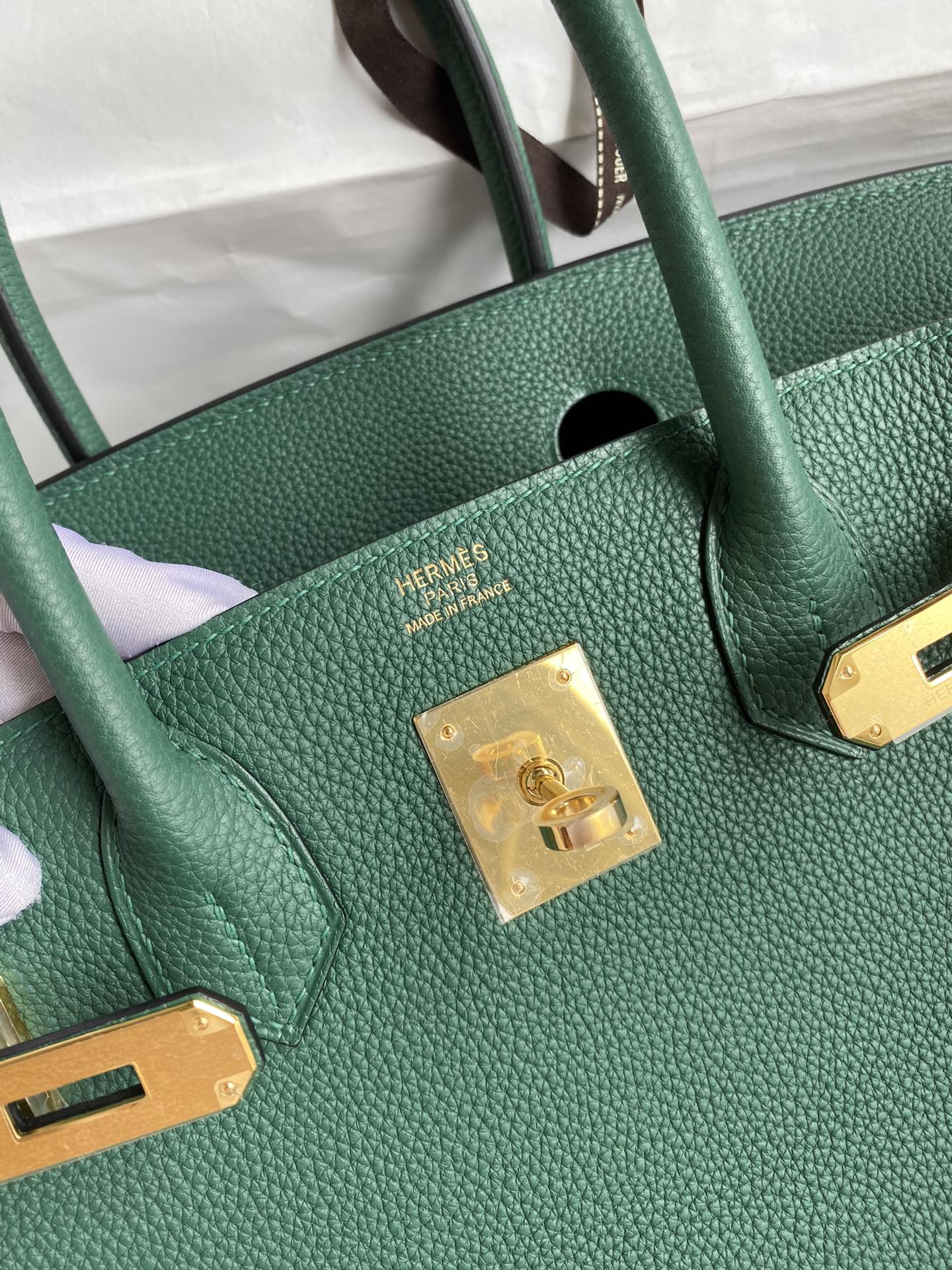 Birkin 25/30/35cm imported Togo leather peacock green gold buckle