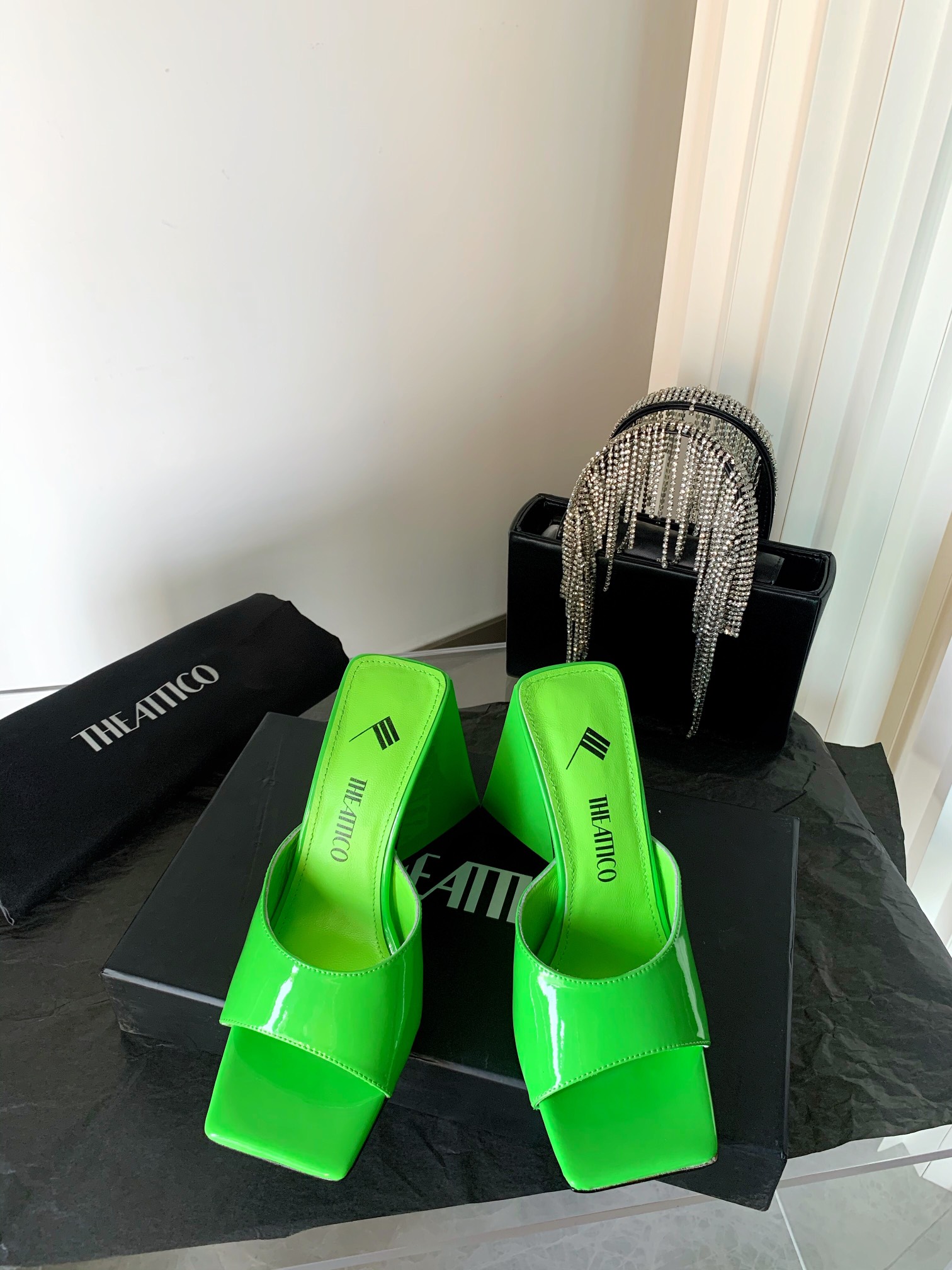 THE ATTICO | 𝟐𝟎𝟐𝟏/𝐒𝐒 𝐧𝐞𝐰 The attico triangle heel sandals lined with sheepskin leather genuine leather outsole