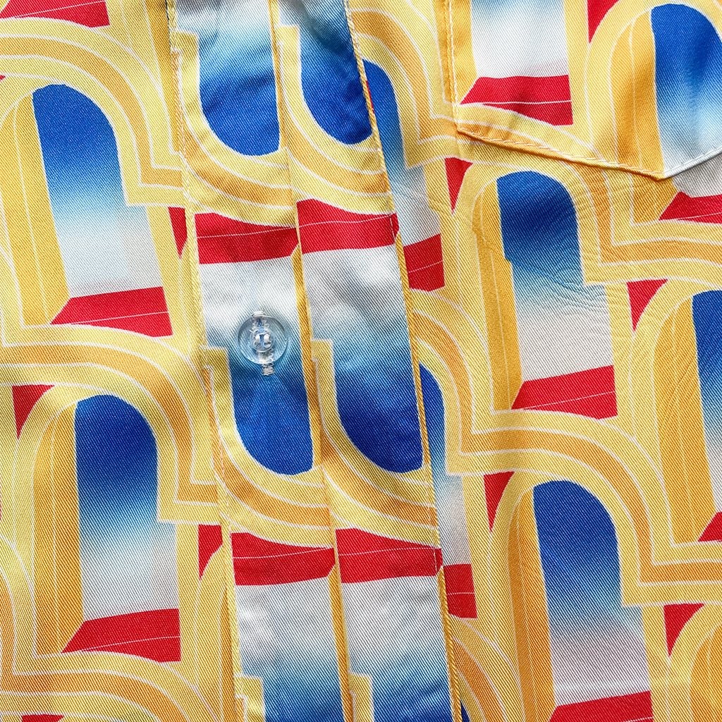 Casablanca Dream Gate, White twill silk short sleeve shirt