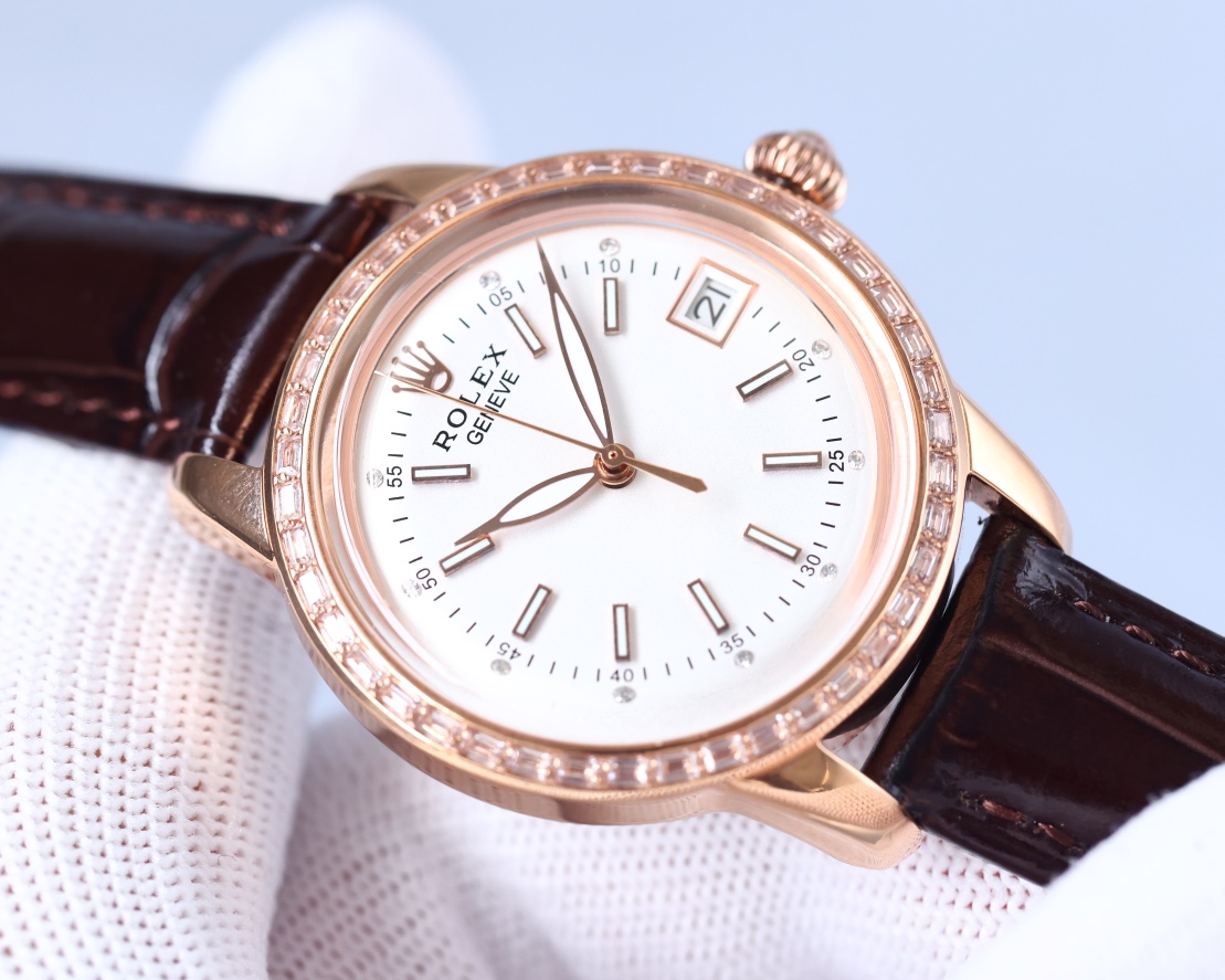 Rolex fashion women's watch simple three needles super luminous at night 💕Unique 3⃣️ character calendar