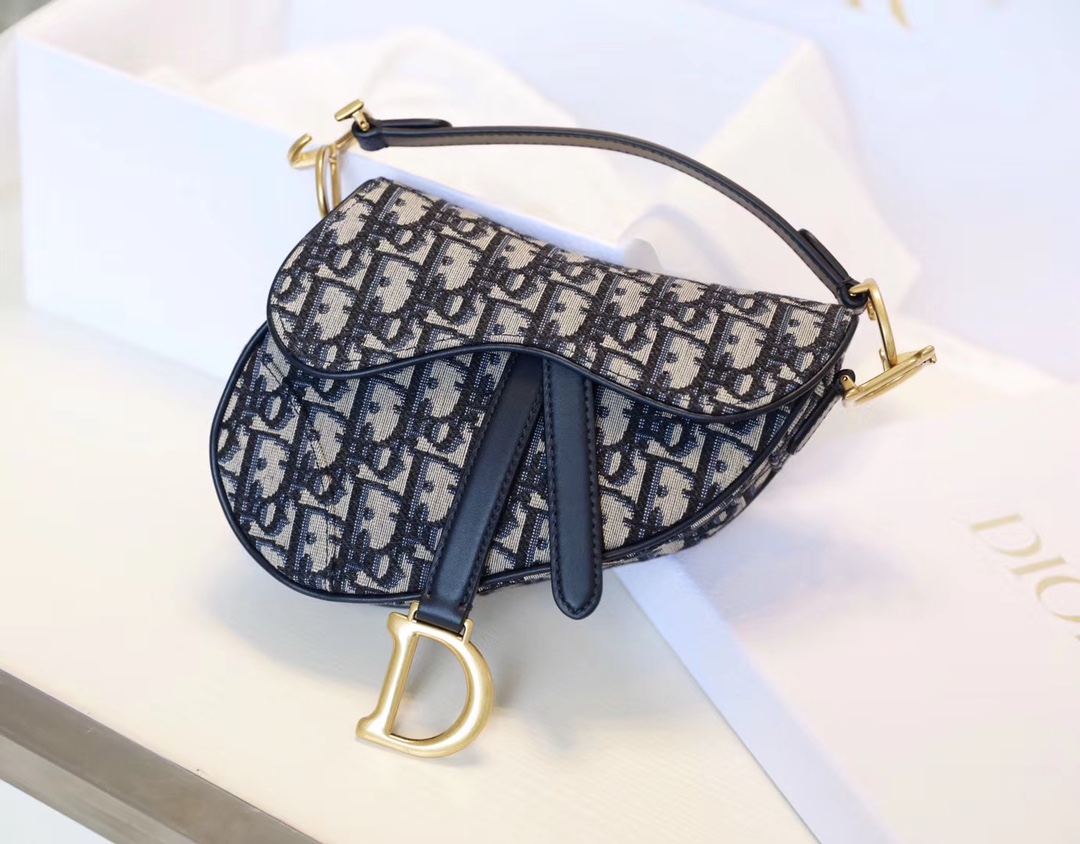 Dior Oblique Old Flower Saddle Handbag