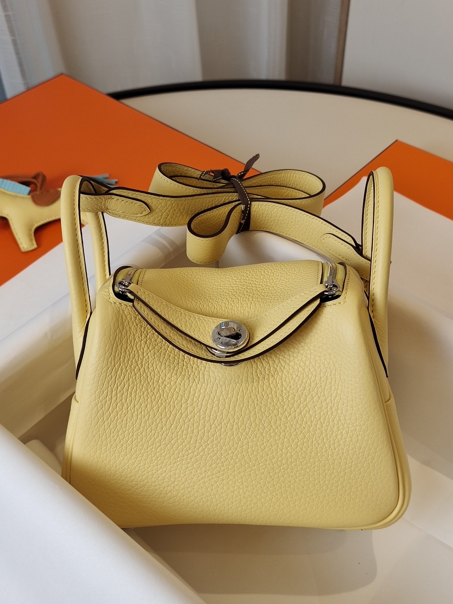 Mini Lindy chick yellow French Clemence leather all hand sewn