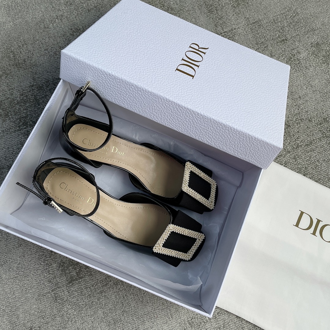 DIOR ballet heels with black diamond buckle 3.5cm
