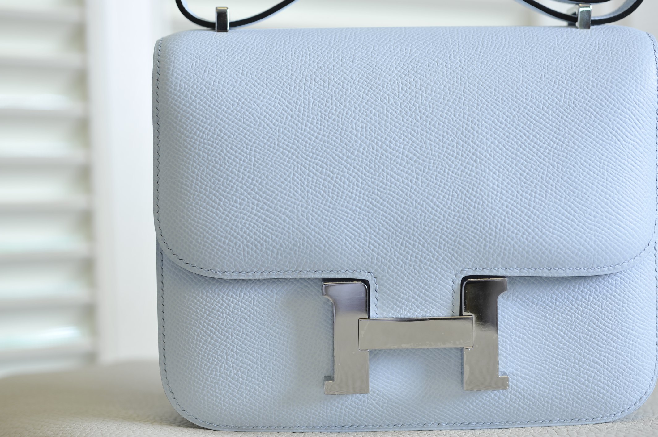 Kangkang 19 haze blue silver buckle epsom leather