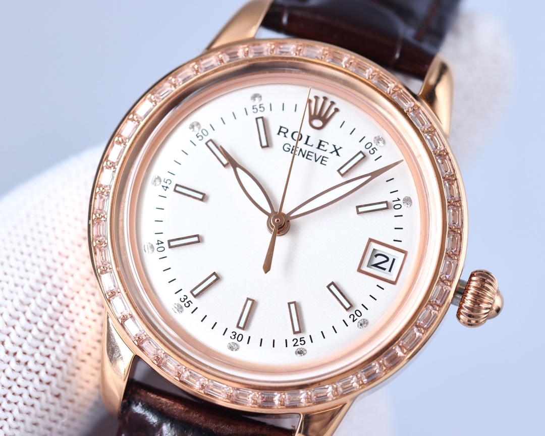 Rolex fashion women's watch simple three needles super luminous at night 💕Unique 3⃣️ character calendar