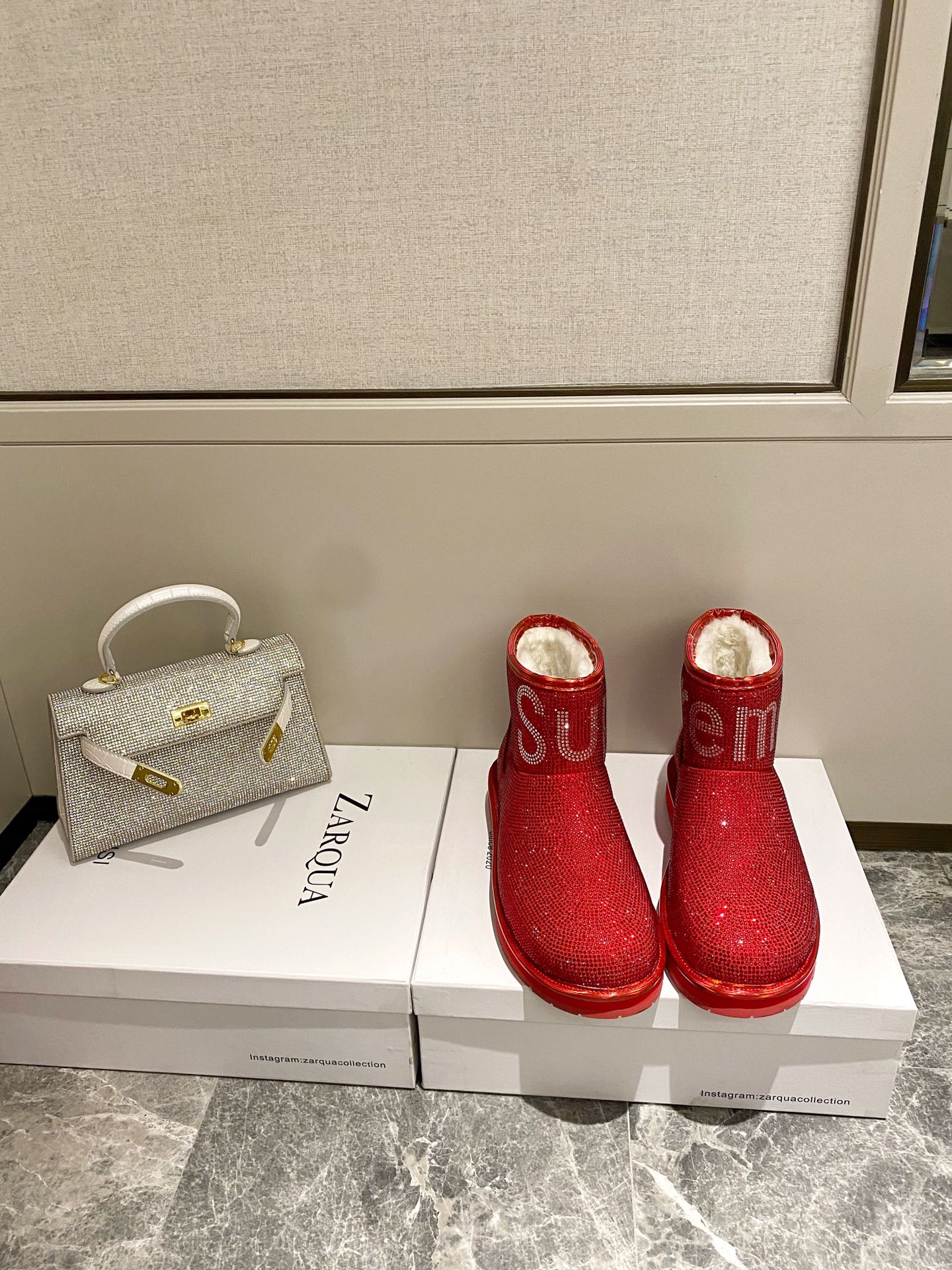 supermen & Louis Vuitton LV cooperation models full of diamonds snow shoes on the new lining pure wool super warm