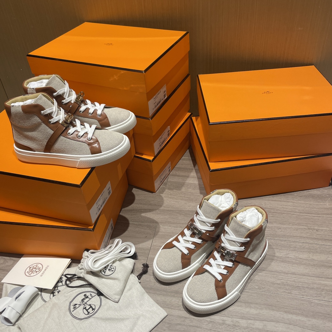 Hermes latest Kelly buckle small white shoes sneakers