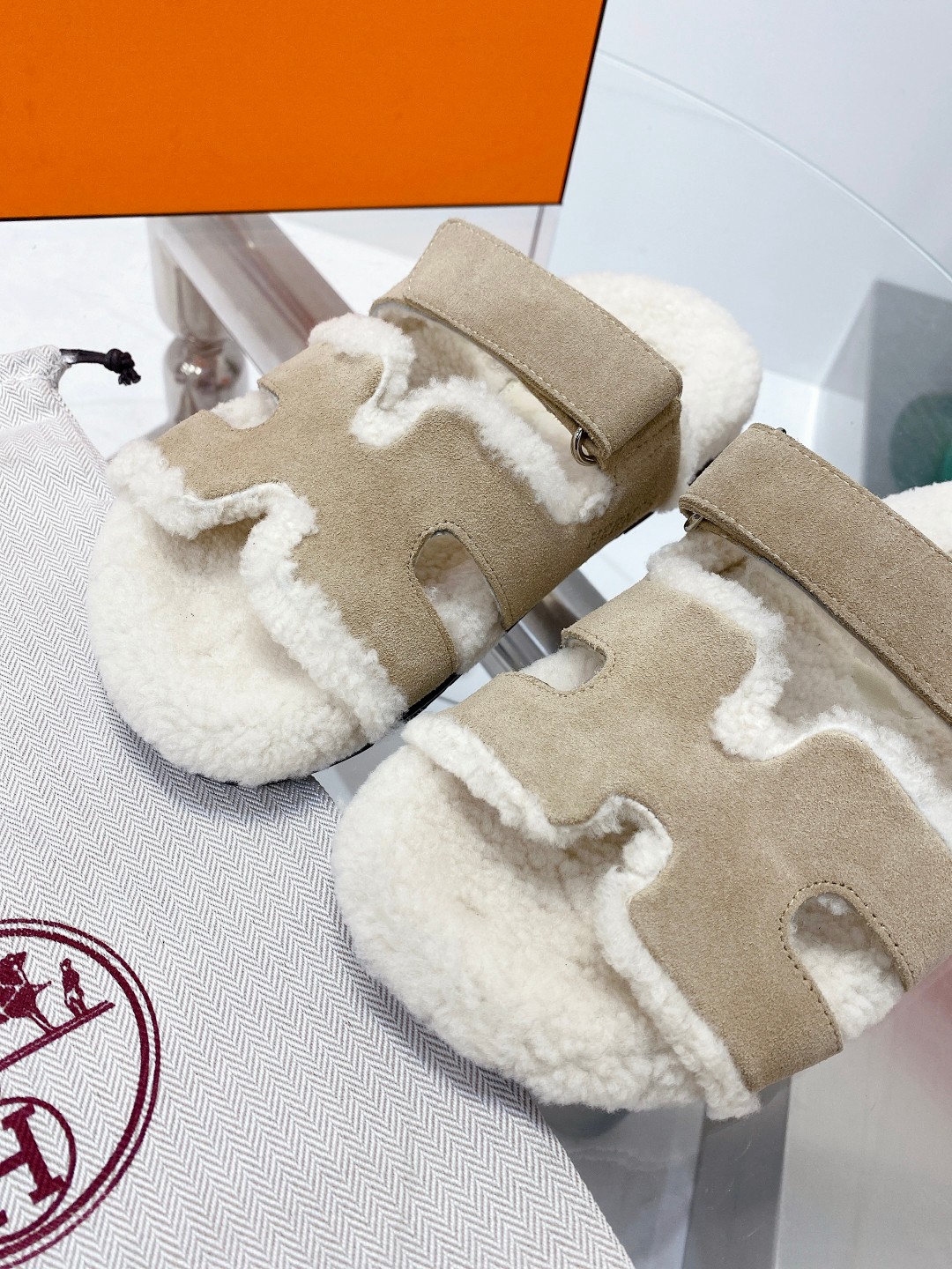 Hermes teddy fur uncle shoes