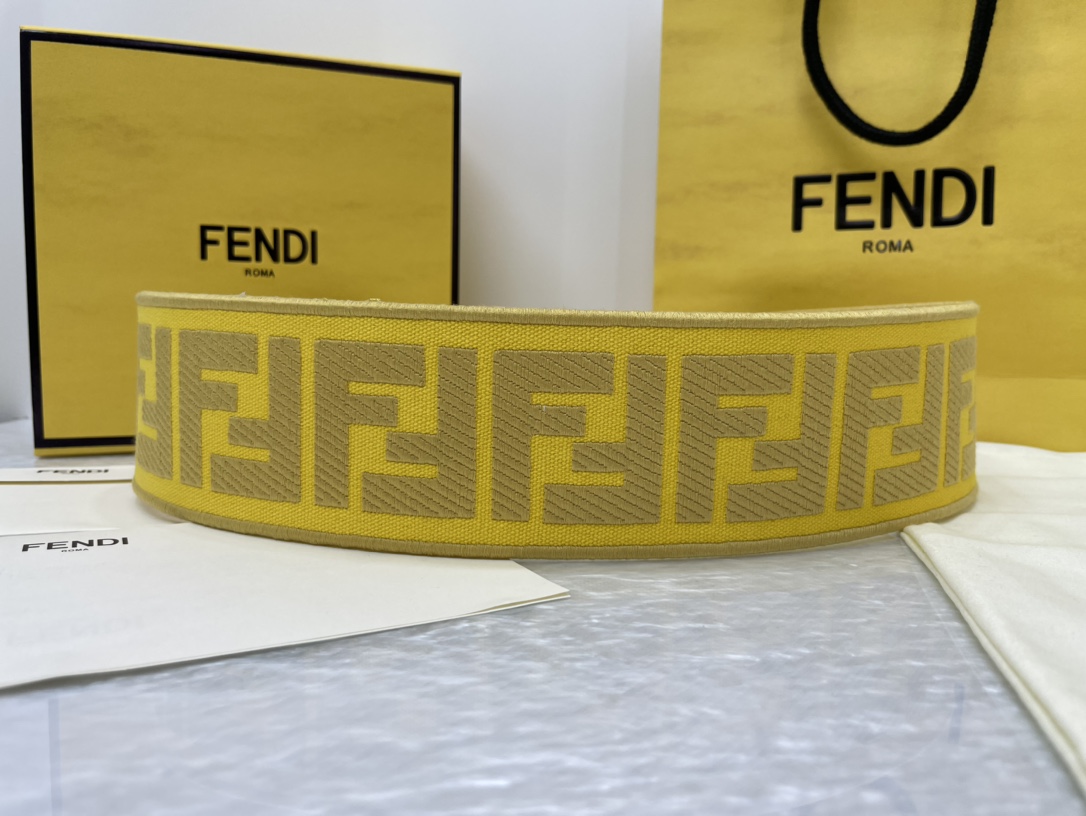 FENDI new embroidery    belt ✌️FF pattern wide belt