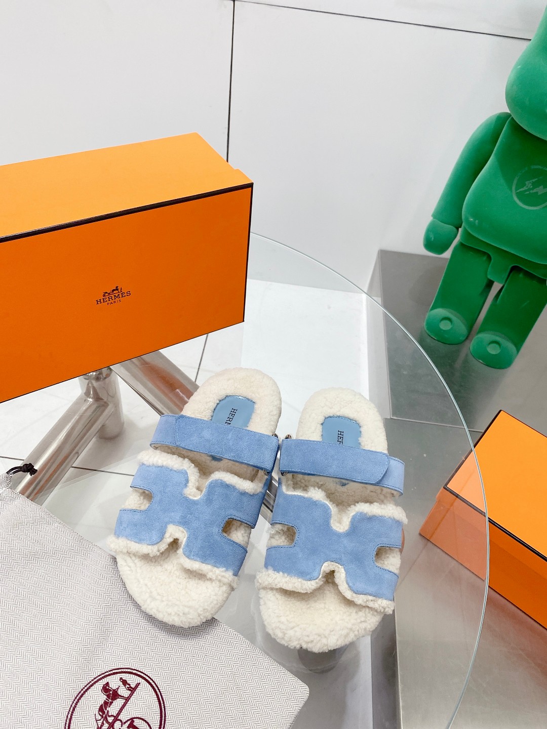 Hermes teddy fur uncle shoes