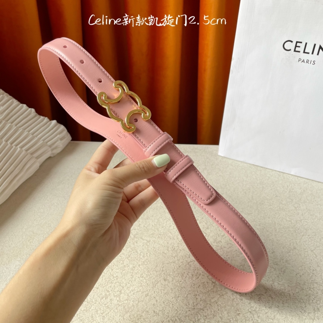 CELINE new leather Arc de Triomphe buckle ladies belt