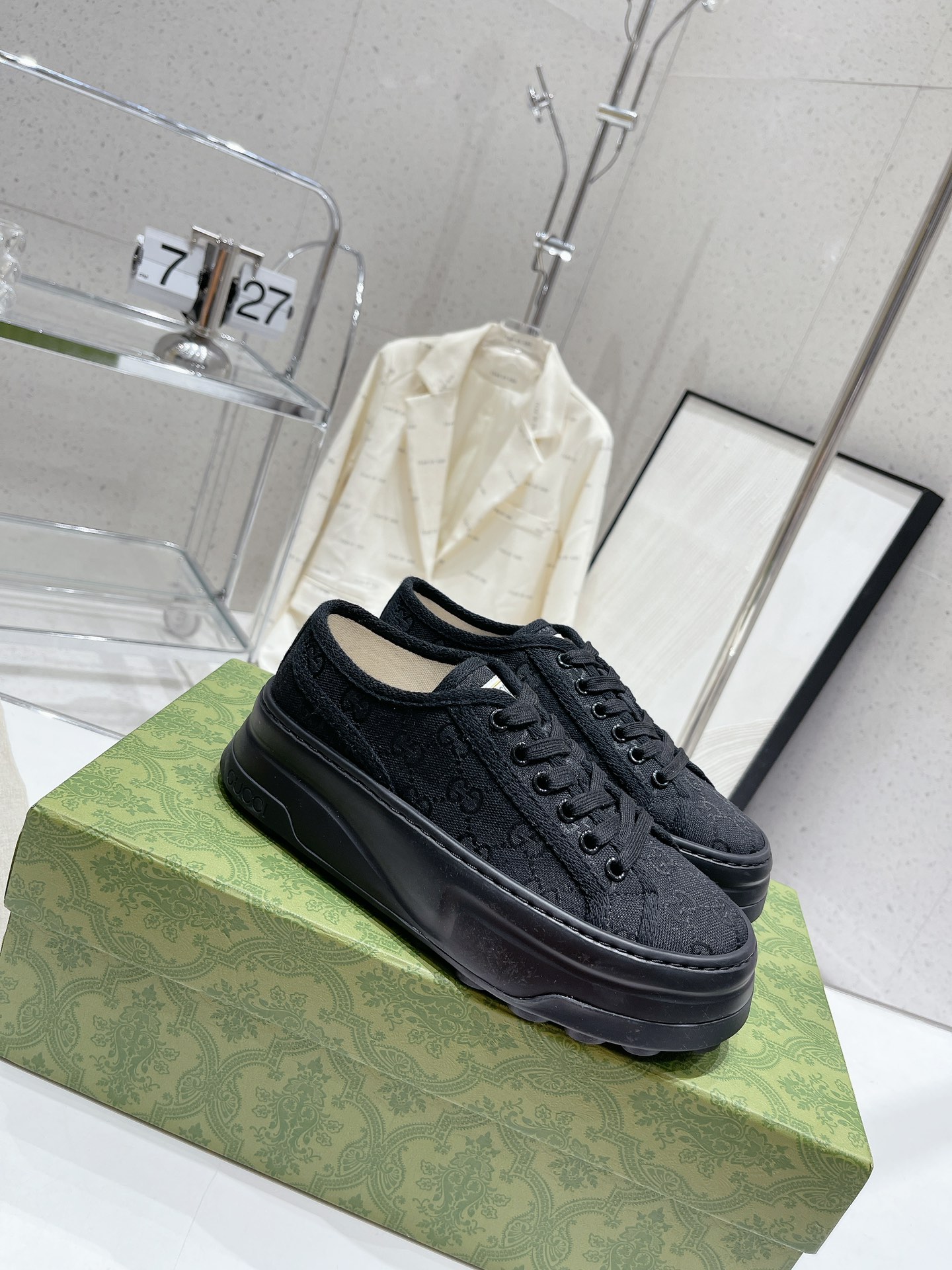 Gucci Explosive Presbyopia Canvas Casual Platform Shoes